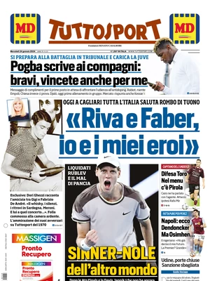 Prima pagina Tuttosport 24 gennaio 2024