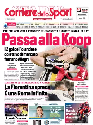 Prima pagina Corriere dello Sport (11 marzo 2024)