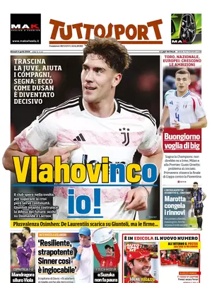 Prima pagina Tuttosport (4 aprile 2024)