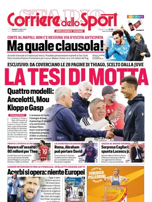 Prima pagina Corriere dello Sport (31 maggio 2024)