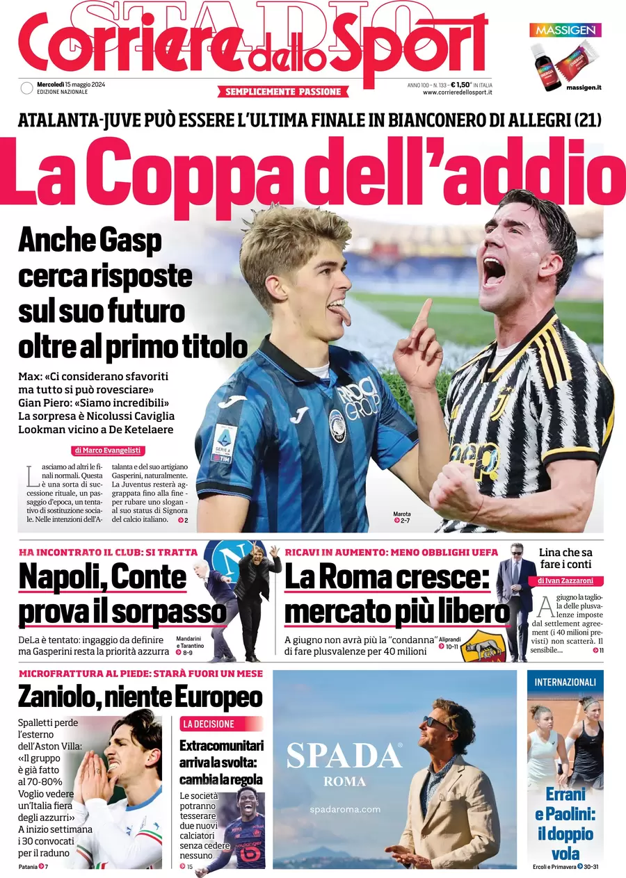 Prima pagina Corriere dello Sport (15 maggio 2024)