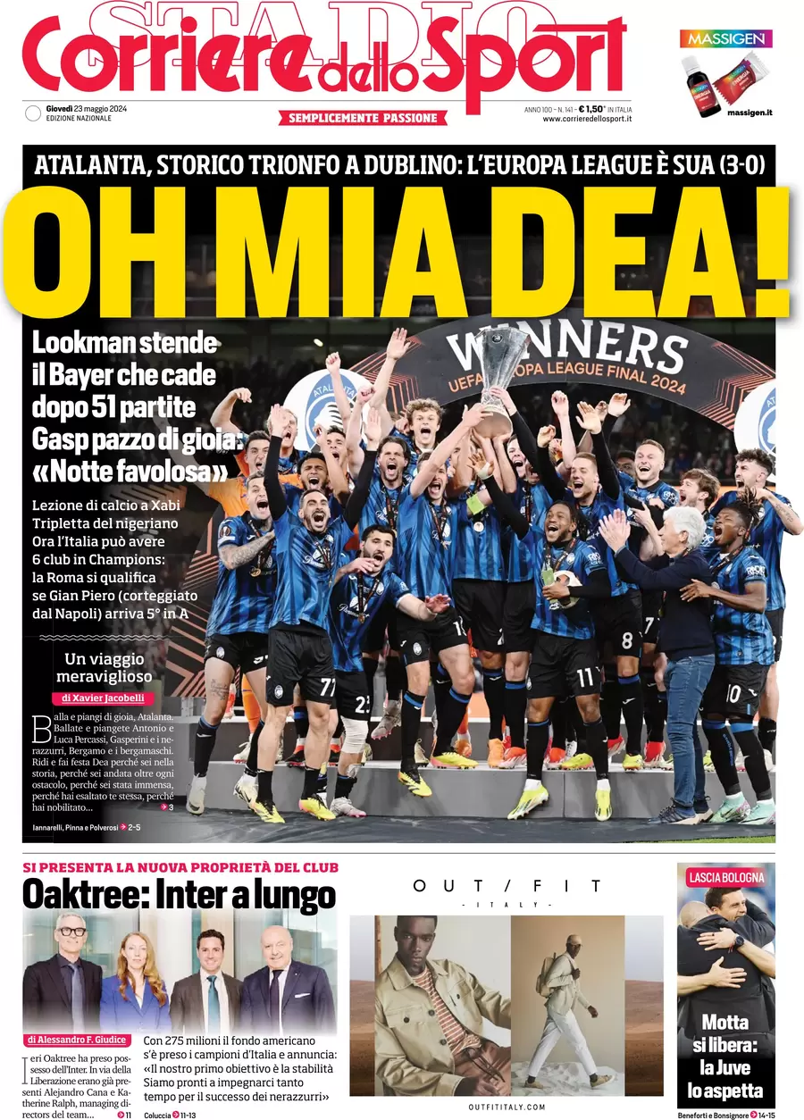 Prima pagina Corriere dello Sport 23 maggio 2024