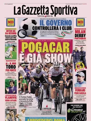 Prima pagina La Gazzetta dello Sport (5 maggior 2024)