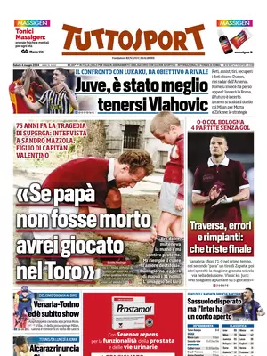 Prima pagina Tuttosport (4 maggio 2024)