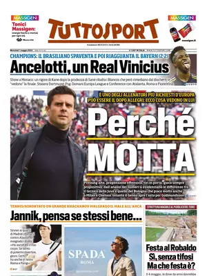 Prima pagina Tuttosport (1° maggio 2024)