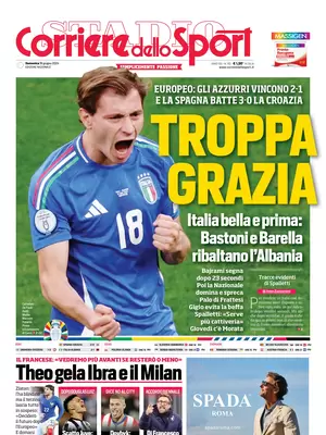 Prima pagina Corriere dello Sport (16 giugno 2024)