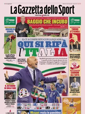 Prima pagina La Gazzetta dello Sport (22 giugno 2024)