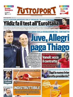 Prima pagina Tuttosport (4 giugno 2024)