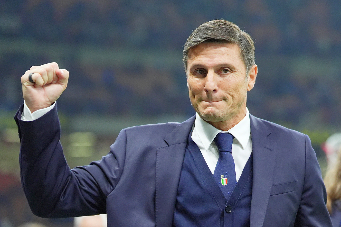 Il vicepresidente dell'Inter Javier Zanetti esulta a San Siro