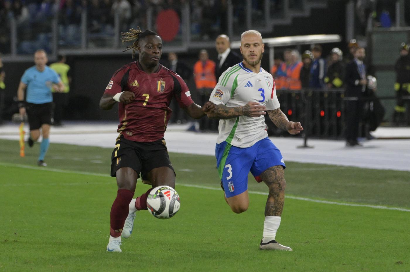 L'esterno dell'Inter Federico Dimarco in campo con l'Italia contro il Belgio in Nations League