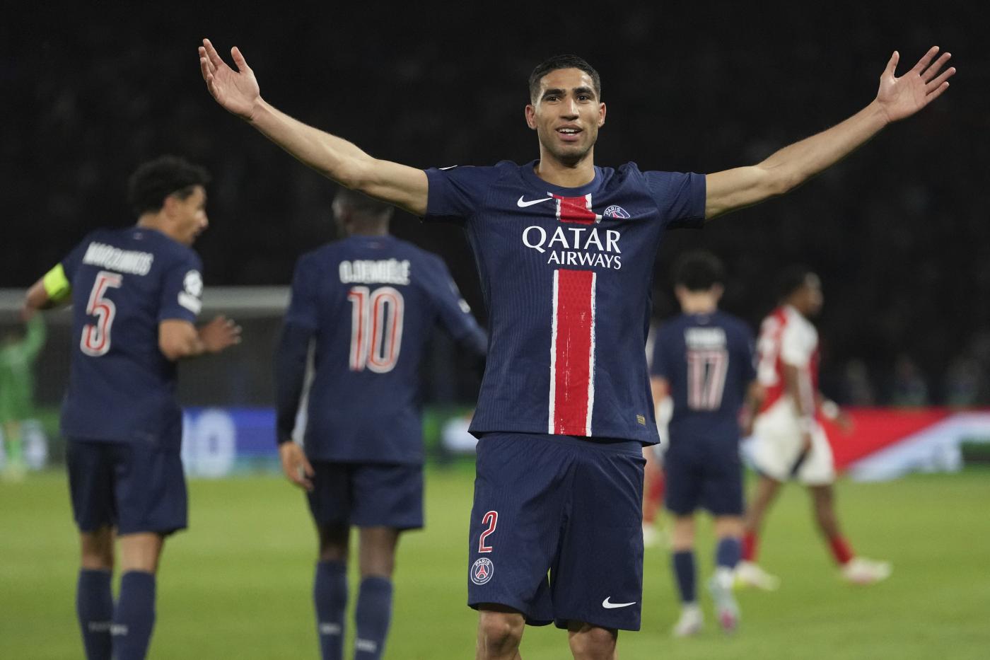 Achraf Hakimi esulta per un gol segnato contro l'Arsenal in Champions League Nerazzurrisiamonoi.it