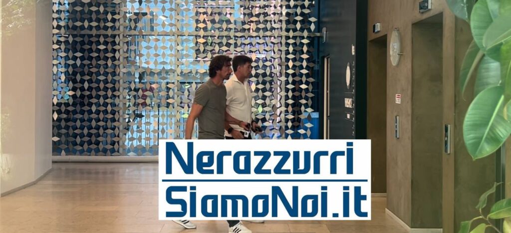 Montipò e Castellini della TMP Soccer in sede nerazzurra (16 luglio 2025)