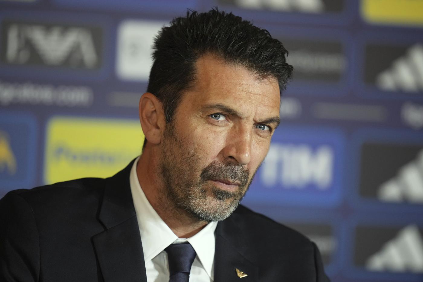 Il capo delegazione della Nazionale Italiana Gianluigi Buffon alla presentazione ufficiale di Gennaro Gattuso come nuovo CT