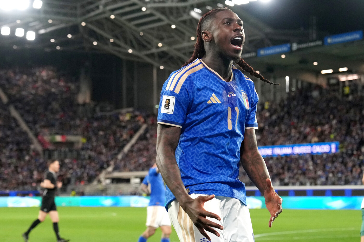 Moise Kean esulta dopo il gol segnato in Italia-Irlanda del Nord Nerazzurrisiamonoi.it