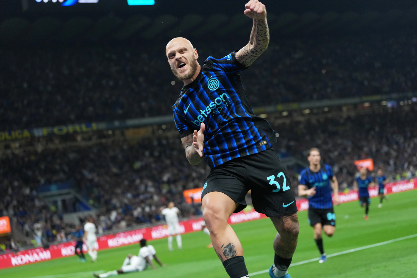 Federico Dimarco esulta dopo un gol segnato con l'Inter Nerazzurriaiamonoi.it